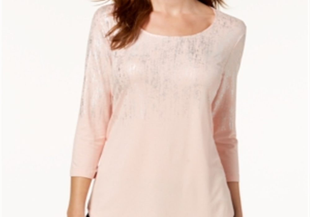 Camiseta estampada feminina JM Collection bege tamanho X-Large