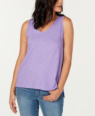 Regata feminina com estampa floral e ilhós estilo &amp; co, roxa, tamanho médio