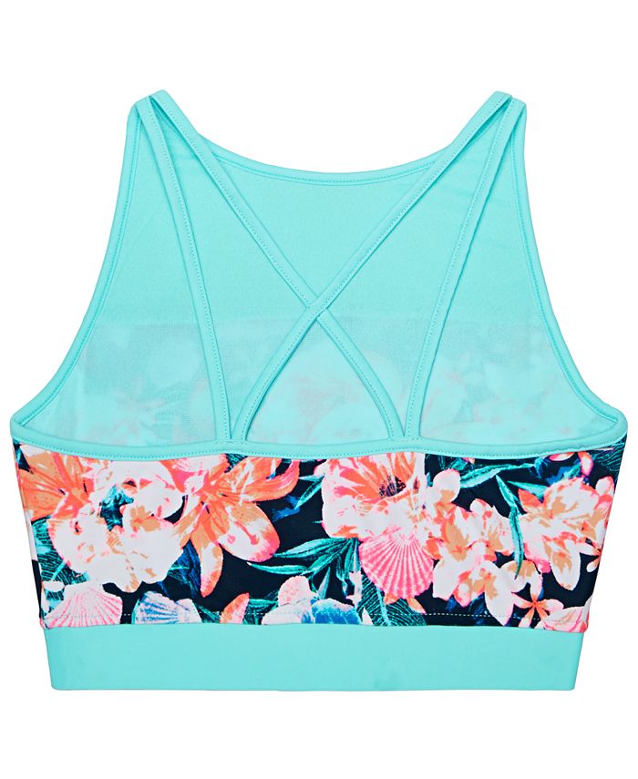 Top de biquíni com estampa floral ID Ideology Big Girl, azul, tamanho pequeno