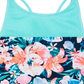 Top de biquíni com estampa floral ID Ideology Big Girl, azul, tamanho pequeno