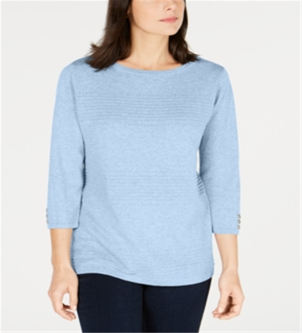 Karen Scott Suéter Feminino Pointelle Azul Tamanho P