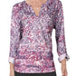 Blusa feminina estilo &amp; co com mangas bufantes e decote aberto, roxa, tamanho extragrande