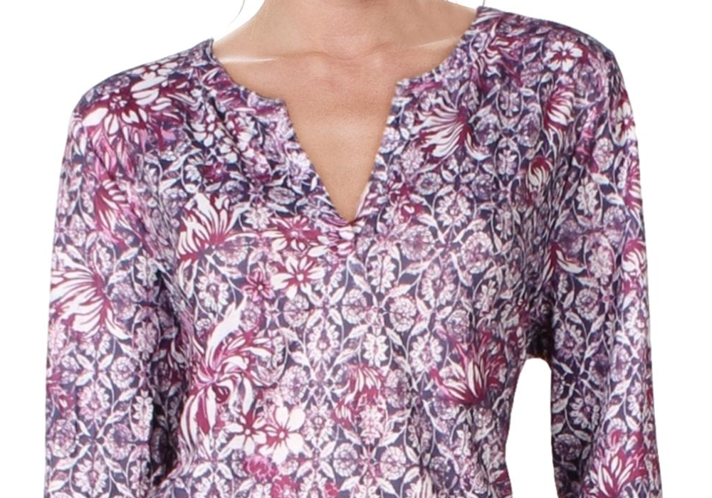 Blusa feminina estilo &amp; co com mangas bufantes e decote aberto, roxa, tamanho extragrande