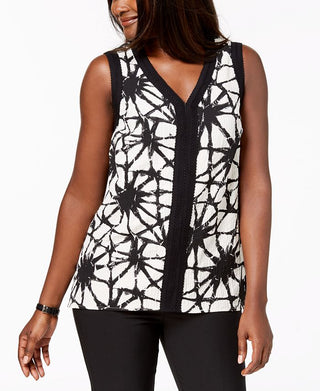 JM Collection Blusa texturizada estampada feminina preta tamanho X-G