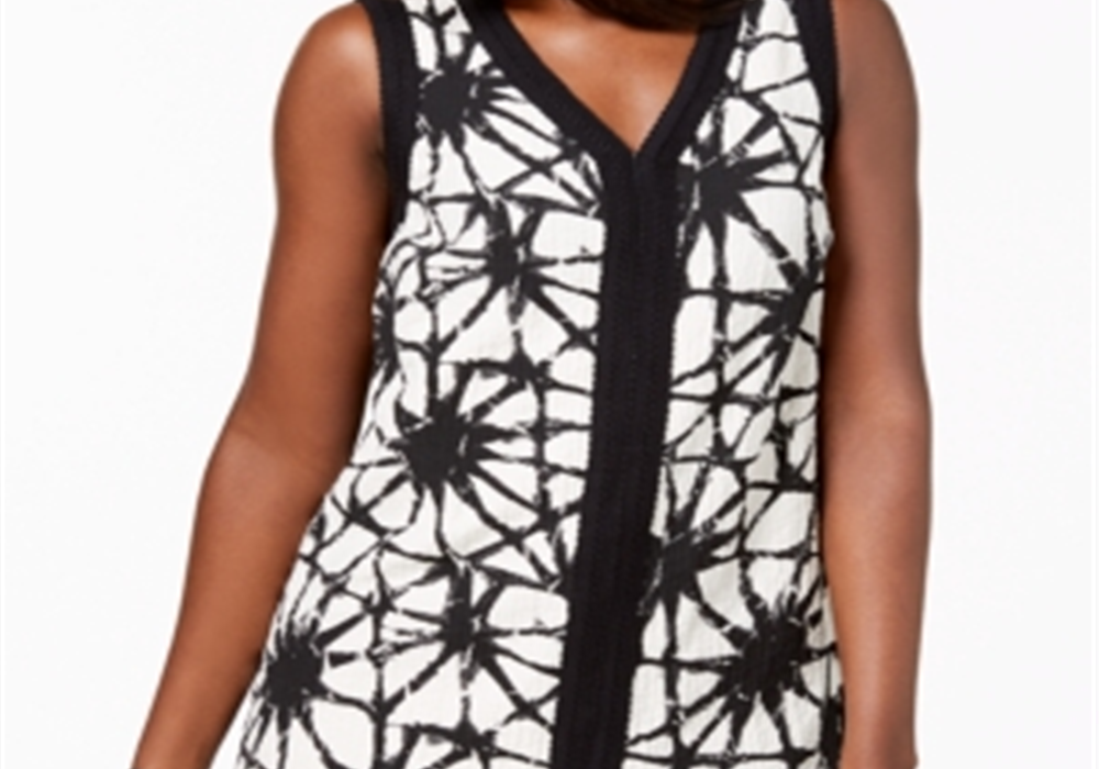 JM Collection Blusa texturizada estampada feminina preta tamanho X-G