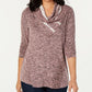 Blusa feminina com decote drapeado, tamanho X-G, vermelha, estilo &amp; co