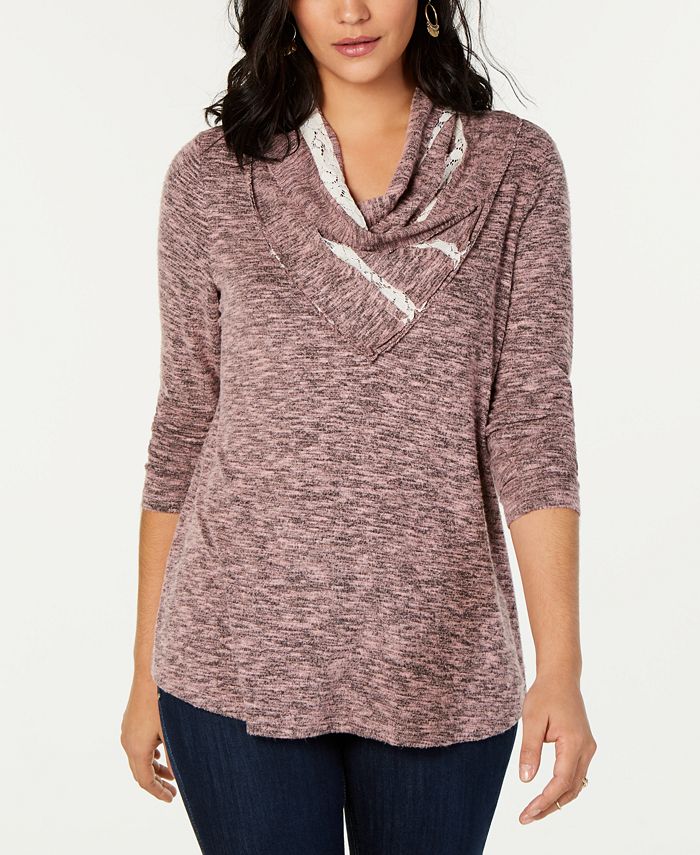 Blusa feminina com decote drapeado, tamanho X-G, vermelha, estilo &amp; co