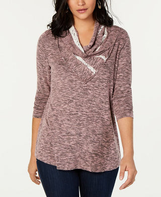 Blusa feminina com decote drapeado, tamanho X-G, vermelha, estilo &amp; co