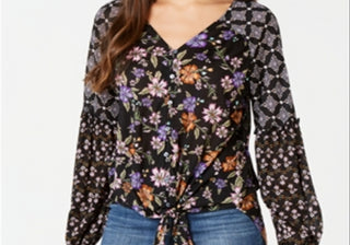 Blusa feminina com estampa floral Style &amp; Co, preta, tamanho grande