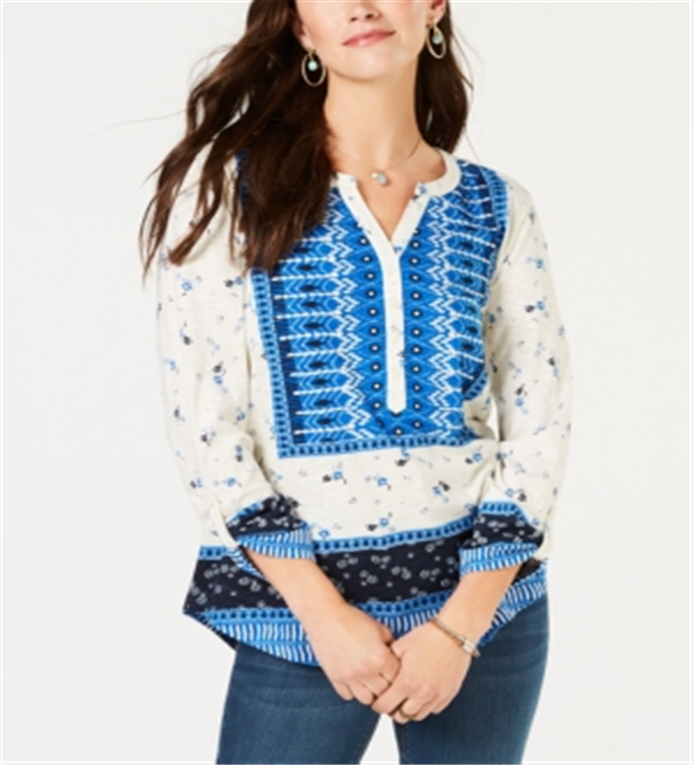 Blusa térmica feminina estilo &amp; co com decote canoa, azul, tamanho extragrande