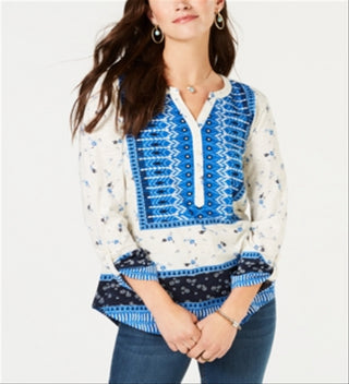 Blusa térmica feminina estilo &amp; co com decote canoa, azul, tamanho extragrande