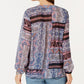 Blusa feminina estilo &amp; co com estampa de borla e amarração, azul, tamanho médio