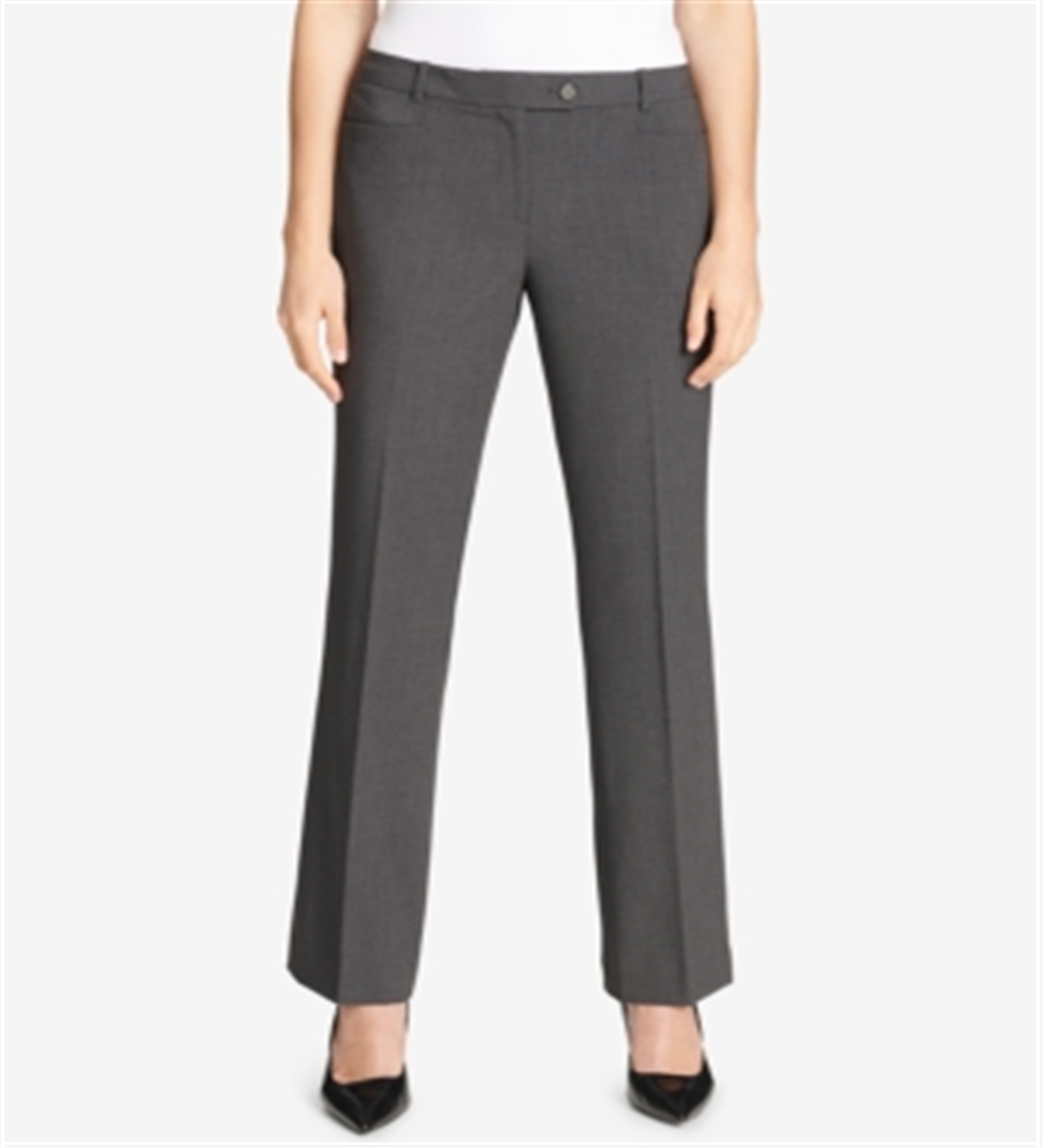 Calça feminina moderna xadrez reta Calvin Klein cinza tamanho 2