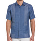 Camisa listrada tingida com fio Guayabera masculina Cubavera, azul, tamanho P