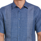 Camisa listrada tingida com fio Guayabera masculina Cubavera, azul, tamanho P