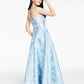 Vestido de noite floral brocado azul tamanho 4