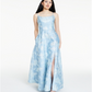 Vestido de noite floral brocado azul tamanho 4