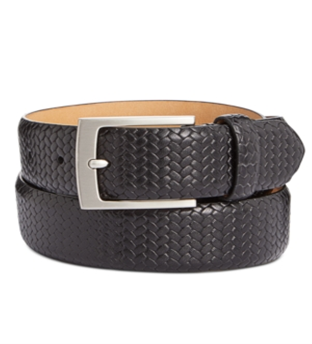Cinto de couro trançado masculino Tasso Elba, preto, tamanho 34 Reg