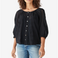 Blusa feminina Lucky Brand com renda e bordado, preta, tamanho M