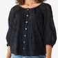 Blusa feminina Lucky Brand com renda e bordado, preta, tamanho M