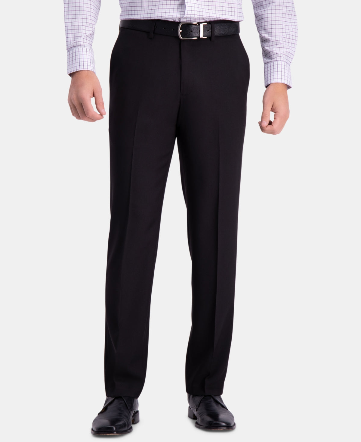 Calça social masculina Haggar Premium Straight Stretch sem vincos, preta, tamanho 36x34