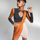 Vestido curto Zerina Akers For Bar III Colorblocked marrom tamanho XXXL