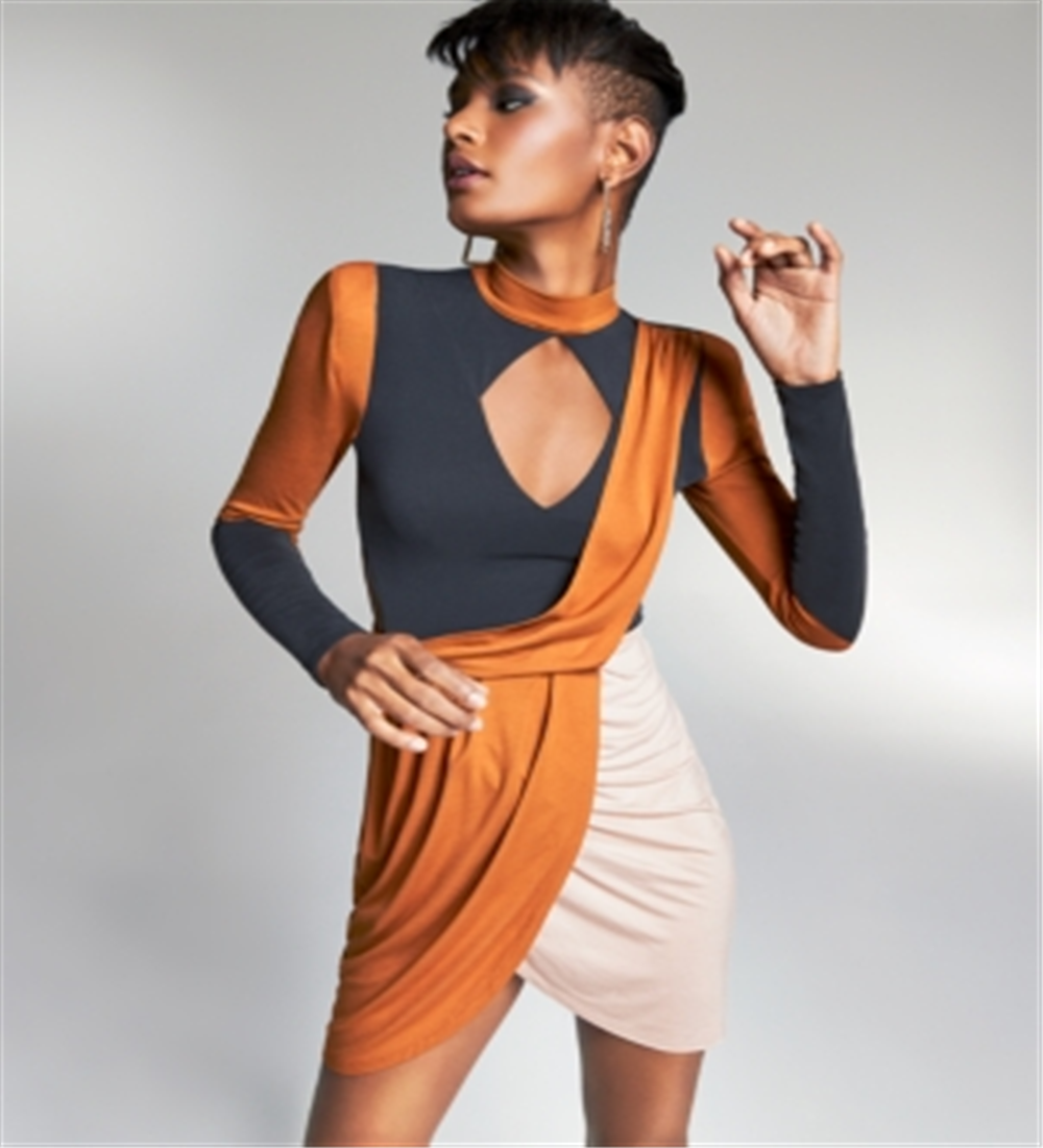 Vestido curto Zerina Akers For Bar III Colorblocked marrom tamanho XXXL