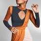 Vestido curto Zerina Akers For Bar III Colorblocked marrom tamanho XXXL