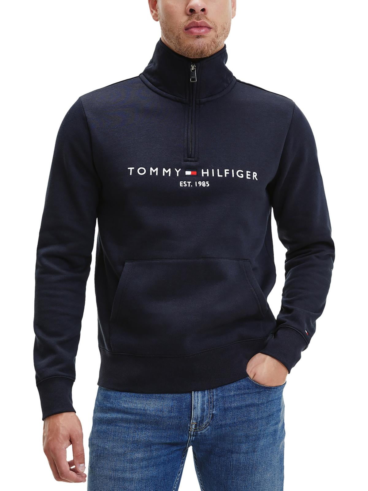 Tommy Hilfiger Moletom Masculino Gola Moletom 1/4 Zip Azul Tamanho XS