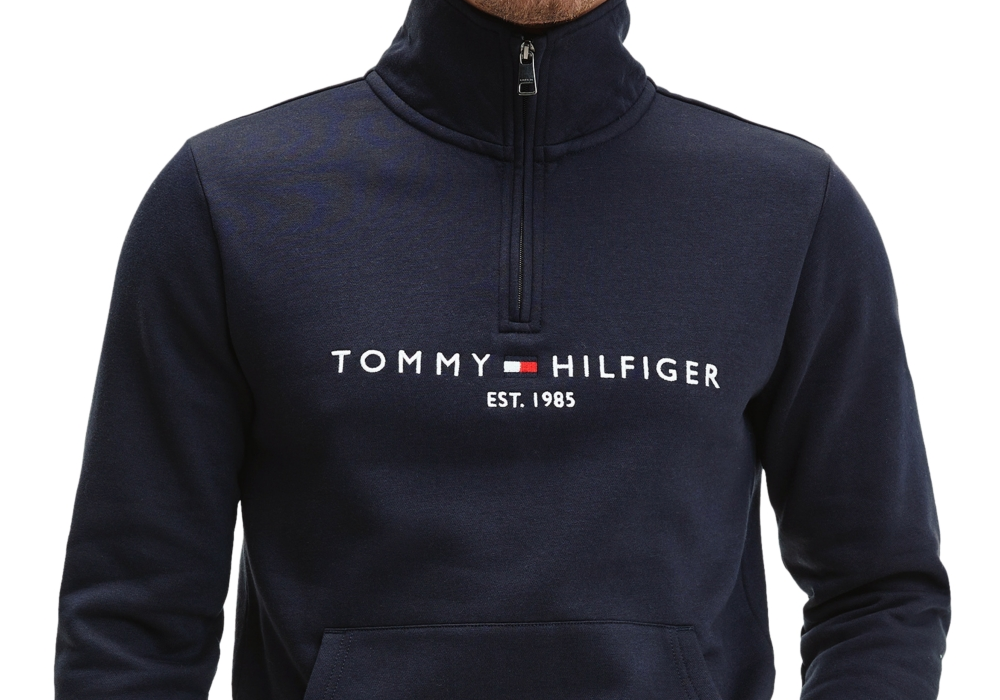 Tommy Hilfiger Moletom Masculino Gola Moletom 1/4 Zip Azul Tamanho XS