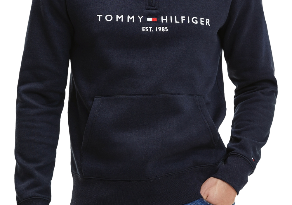 Tommy Hilfiger Moletom Masculino Gola Moletom 1/4 Zip Azul Tamanho XS