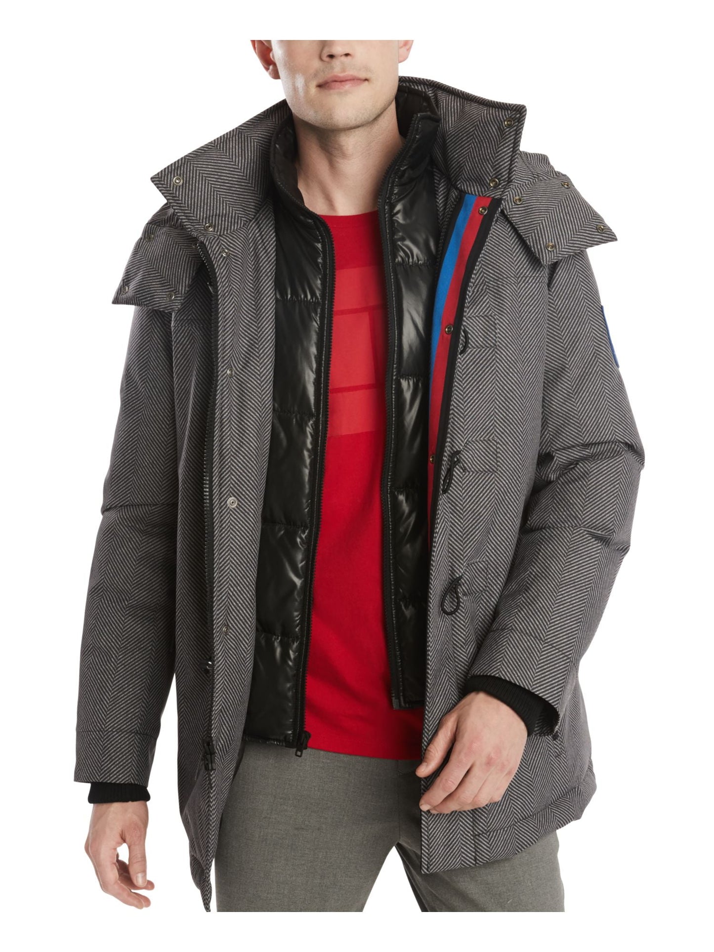 Jaqueta de esqui Tommy Hilfiger Glide masculina cinza tamanho GG