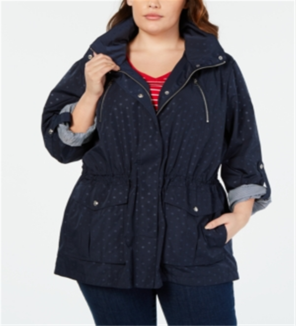 Jaqueta utilitária estampada plus size Tommy Hilfiger azul tamanho 0X