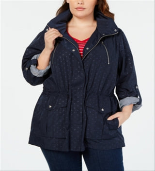 Jaqueta utilitária estampada plus size Tommy Hilfiger azul tamanho 0X