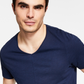 Camiseta masculina com decote em V e estampa sólida da INC International Concepts, azul, tamanho médio