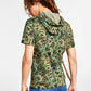 Camiseta masculina com capuz e estampa de cobra INC, verde, tamanho XS