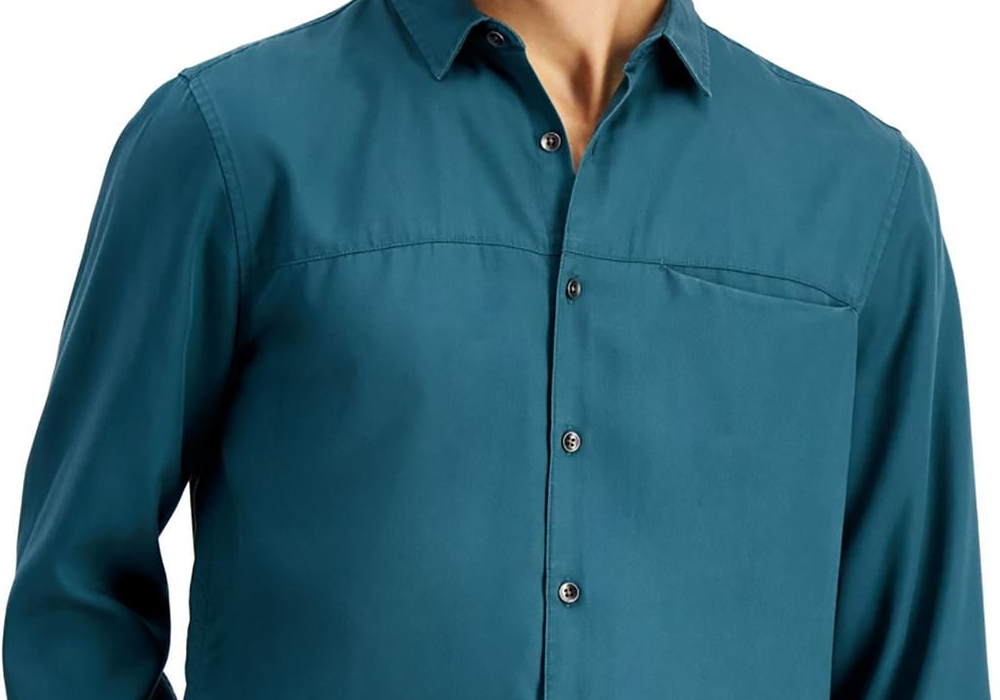 Camisa social masculina Toby Lyocell azul tamanho XS