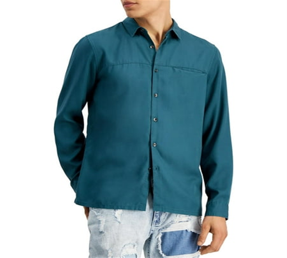Camisa social masculina Toby Lyocell azul tamanho XS