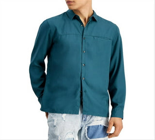 Camisa social masculina Toby Lyocell azul tamanho XS