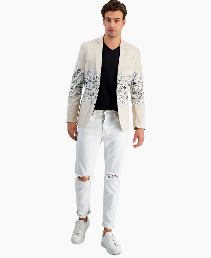 INC Casaco esportivo masculino slim fit floral cinza tamanho G