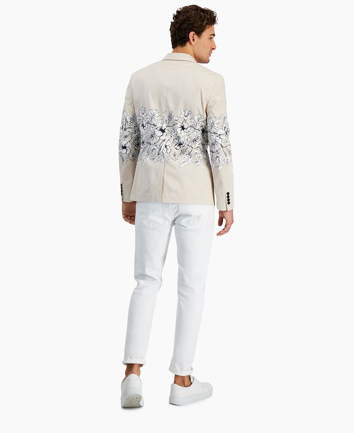 INC Casaco esportivo masculino slim fit floral cinza tamanho G