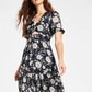 Vestido feminino com recorte floral Bar III, preto, tamanho GG