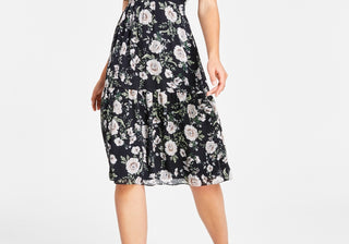 Vestido feminino com recorte floral Bar III, preto, tamanho GG