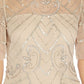 Vestido feminino com mangas compridas e detalhes em miçangas, bege, tamanho 10, da Papell Studio