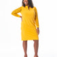 Vestido justo com mangas rendadas e renda Kasper feminino, amarelo, tamanho médio