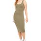 Vestido midi justo com decote redondo Bar III feminino verde oliva tamanho GG