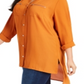 Blusa feminina NY Collection com decote em Y, manga curta e comprimento longo, laranja, tamanho 2X