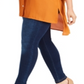 Blusa feminina NY Collection com decote em Y, manga curta e comprimento longo, laranja, tamanho 2X
