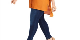 Blusa feminina NY Collection com decote em Y, manga curta e comprimento longo, laranja, tamanho 2X