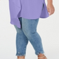 Blusa túnica assimétrica feminina NY Collection, roxa, tamanho 2X